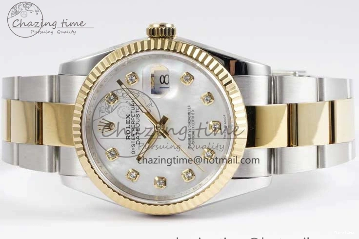 MiroTime 1231 DateJust 36mm SS YG DIWF 1:1 Best Edition 904L Steel White MOP Diamonds Dial on Oyster Bracelet SA Packable 2316